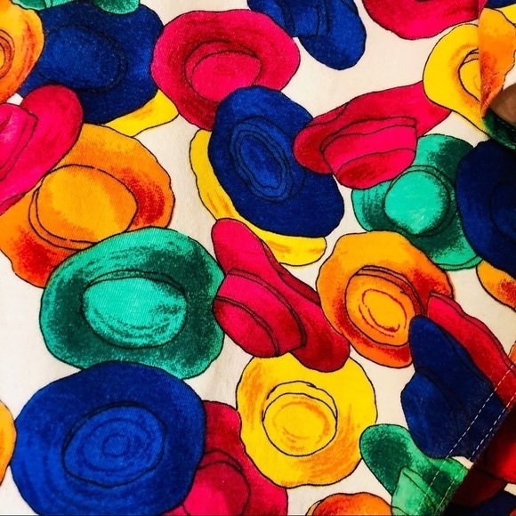 Vintage 90s Skirt Multicolor Hat Print Wrap with Tie Evan Picone Y2K size Large - Picture 4 of 16